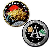 Apollo 13 NASA Embroidered Patch Set of 2 Apollo XIII Mission Badge and Classic NASA Apollo Logo Iron On or Sew On Emblem for Jacket Vest Backpack Collector Gift Space Exploration Astronaut Souvenirr
