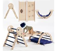 Apollo 5 in 1 Kids Climbing Set - Inspired by NASA Apollo 11 | Triangular Ladder, Arch, Slide/Ramp, Cushion and Space Design | Folding Climbing Frame for Kids 1-3