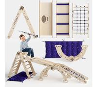 Apollo 5-in-1 Space Climbing Set for Toddlers - NASA-Inspired Montessori Wooden Gym: Pikler Triangle, Moon Arch, Ramp, Net & Star Cushion - For Little Astronauts Ages 1-5