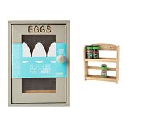 Apollo Egg Cabinet - Hevea Wood - 2 Shelves - Holds up to 12 Eggs, 25x18x12cm, Grey & 2-Tier Spice Rack - Holds Up To 10 Spice Jars, 24.5x27x7cm