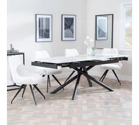 Apollo Extending Dining Set - 6-10 Seater - 160cm-220cm - White Ceramic - Arctic Swivel Dining Chair - Cream Velvet Fabric