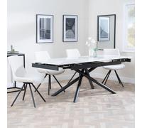 Apollo Extending Dining Set - 6-10 Seater - 160cm-220cm - White Ceramic - Boden Swivel Dining Chair - Cream Fabric