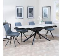 Apollo Extending Dining Set - 6-10 Seater - 160cm-220cm - White Ceramic - Boden Swivel Dining Chair - Dark Grey Fabric