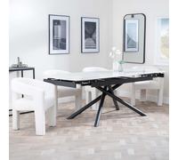 Apollo Extending Dining Set - 6-10 Seater - 160cm-220cm - White Ceramic - Kiefer Dining Chair - Cream Boucle Fabric