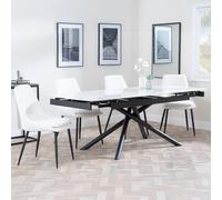 Apollo Extending Dining Set - 6-10 Seater - 160cm-220cm - White Ceramic - Peyton Dining Chair - Cream Fabric