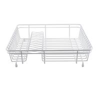 Large White Dish Drainer Durable Coated Steel Stylish Compact Kitchen Storage