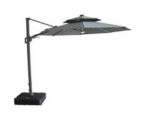Apollo LED Outdoor Cantilever Parasol - 3cm - Round - with Base - Oil Green