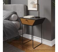 Apollo Metal 1 Drawer Bedside Cabinet, Black with Copper Drawer - H57.5cm x W46cm x D34.5cm Core Products Black One Size