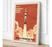 Apollo Moonshot Ascent Retro Canvas Wall Art Print 18x12 Inch (46 x 30 cm)