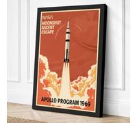 Apollo Moonshot Ascent Retro Canvas Wall Art Print 18x12 Inch (46 x 30 cm)