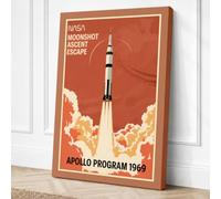 Apollo Moonshot Ascent Retro Canvas Wall Art Print 18x12 Inch (46 x 30 cm)