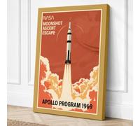 Apollo Moonshot Ascent Retro Canvas Wall Art Print 18x12 Inch (46 x 30 cm)