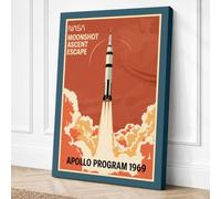 Apollo Moonshot Ascent Retro Canvas Wall Art Print 18x12 Inch (46 x 30 cm)