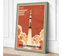 Apollo Moonshot Ascent Retro Canvas Wall Art Print 18x12 Inch (46 x 30 cm)