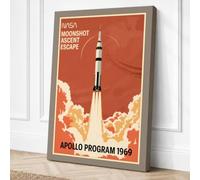 Apollo Moonshot Ascent Retro Canvas Wall Art Print 18x12 Inch (46 x 30 cm)