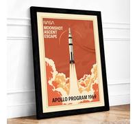 Apollo Moonshot Ascent Retro Framed Wall Art Print A1 (84.1×59.4cm) Black, Wall Decor for Living Room, Bedroom, Office & Home, Ready to Hang, Art Gift