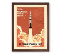 Apollo Moonshot Ascent Retro Framed Wall Art Print A1 (84.1×59.4cm) Walnut, Wall Decor for Living Room, Bedroom, Office & Home, Ready to Hang, Art Gift