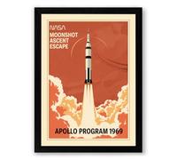 Apollo Moonshot Ascent Retro Framed Wall Art Print A2 (59.4×42cm) Black, Wall Decor for Living Room, Bedroom, Office & Home, Ready to Hang, Art Gift