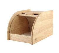 Apollo Rubberwood Roll Top Wooden Bread Bin Kitchen Top Food Loaf Storage Box