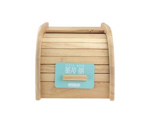 Apollo Rubberwood Roll Top Wooden Bread Bin Kitchen Top Food Loaf Storage Box