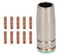 Apollo Slab Tech 1 Shroud & 10 X 0.6mm Contact Tips Mig Welding Binzel Style Euro Torch Mb25
