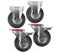 Apollo Slab Tech 6" (150mm) Rubber Fixed And Swivel With Brake Castor Wheels (4 Pack)