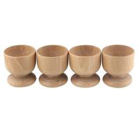 Apollo T4523 Beech 4 Egg Cup Set, Natural Wood, 24x5.5x5.5 | Natural Wood Egg Holder Stand, for Breakfast & Dippy Eggs, Lightweight & Durable Design, 4.5x5cm