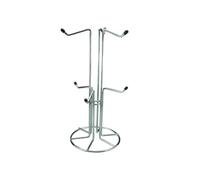 apollo THE HOUSEWARES BRAND Chrome Mug Tree, Holds 6 Tea or Coffee Cups for Counter, Kitchen Countertop Storage Rack, Mug Hanger Organiser for Café, 6 Rubber Tipped Hooks, Mugtree Kitchen Accessory