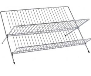 apollo THE HOUSEWARES BRAND Chrome Plated Dish Drainer | Folding Wire Drying Rack Large, Silver, for Plates Bowls Cups Space, Saving Storage, 48x35cm