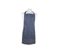 APOLLO THE HOUSEWARES BRAND Cotton Apron, Adjustable Neck Strap With Pocket, Hand-made 100% Cotton, Professional Quality for Home, Restaurant, Craft, Garden, BBQ, 70 x 85 cm, Stripe Navy