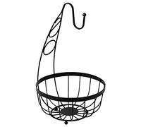 apollo THE HOUSEWARES BRAND Flat Iron Banana Fruit Bowl, Basket, Hanger, Fresh for Longer, Size: 24x38x24 cm, Black
