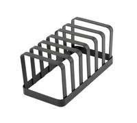 apollo THE HOUSEWARES BRAND Flat Iron Toast Rack | Holds 6 Slices of Bread, for Breakfast, Looped Handle for Easy Carrying, Black