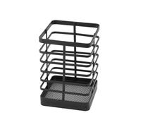 apollo THE HOUSEWARES BRAND Flat Iron Utensil holder | Organiser for Cutlery & Utensils, Kitchen Storage, 11x16cm, Black
