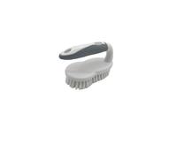 apollo THE HOUSEWARES BRAND Floor Scrubbing Brush, Stiff Bristles, Soft Touch Easy Grip Handle, Cleaning Iron Shape Tool, Tile Grout, Boot Cleaner, Indoor or Outdoor, White and Grey, 15x7.5x10.5cm