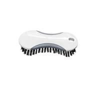 apollo THE HOUSEWARES BRAND Floor Scrubbing Brush, Stiff Bristles, Soft Touch Easy Grip, Multipurpose Cleaning Tool, For Tile Grout, Boot Cleaner, Indoor or Outdoor, White and Grey, 15.5x7x3.5cm