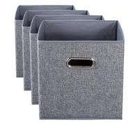 apollo THE HOUSEWARES BRAND Foldable Storage Box, Drawer Insert Ikea Kallax, Foldable Maximize Space, Declutter Effortlessly, Durable, Stylish, Space-Saving, Size: 27x27x27cm. Grey (Pack of 4)