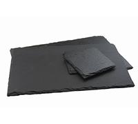 APOLLO THE HOUSEWARES BRAND Get Goods Set, Stone, Black, Placemats 30cm 20cm Coasters: Width Depth 10cm x Height 0.5cm approx, 1574