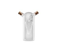apollo THE HOUSEWARES BRAND Glass Oil & Balsamic Drizzle Bottle, Grapes Oil and Vinegar Dispenser Jar with Cork Stopper, 17.3x10.5x6.5cm