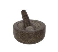 apollo THE HOUSEWARES BRAND Granite Pestle and Mortar, Heavy Solid Stoneware for Effortless Grinding of Herbs and Spices, Cool Touch, Black to Dark Grey, 16x8cm
