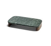 apollo THE HOUSEWARES BRAND Green Marble Rectangle Serving Platter with Acacia Wooden Feet, Cool Surface for Food Prep & Presentation, Cutting and Chopping Board, 30x18x5cm