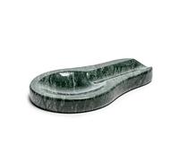 apollo THE HOUSEWARES BRAND Green Marble Spoon Rest, Keep Surfaces Clean, Utensil Holder Stoneware, Traditional Tray for Tea Bags and Stirrers, 16.5x10x1.5cm
