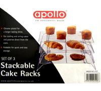 apollo THE HOUSEWARES BRAND Housewares 2740 Apollo Chr Cake Rack set3 Stackable, Plastic, Silver, One Size
