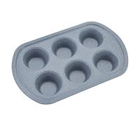 apollo THE HOUSEWARES BRAND Muffin Cupcake Tin, 6 Cups, Bake Fairy Cakes, Tarts or Yorkshire Pudding, Carbon Steel, Non-Stick Granite Stone Effect Coating, Home Baking & Cooking, 32x20x4cm, Grey