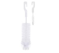 apollo THE HOUSEWARES BRAND Newborn Baby Bottle and Teat Brush Set of Two, Small and Medium, Flexible Wire Core with Hook, Cleaning Brush, Baby Accessory, White, 26x6x5.5cm, 12x3x2.5cm