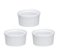 APOLLO The HOUSEWARES Brand Ramekin Set of 3, Baking Cups, Ideal for Creme Brulee, Souffle, Oven Safe, Classic Style, Size: 9x5cm, Porcelain, White