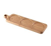 apollo THE HOUSEWARES BRAND RB Dip Serving Board 3, For 3 Ramekins, Ideal for Dips, Snacks, Nibbles, High-Quality Hevea Wood, Size: 35x11cm, Natural