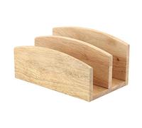 apollo THE HOUSEWARES BRAND RB Letter Rack PLAIN | Stand, Paper Post and Document, Gift Idea, Home Office Décor, Desk File Storage, Twin Slots, Two Compartments, Natural
