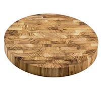 apollo THE HOUSEWARES BRAND Round Teak End Grain Chopping Board, Large 34.5cm, Kitchen Cutting Preparation and Serving, Butchers Chop, Pizza, Charcuterie Board for Fruit and Cheese, Natural Wood