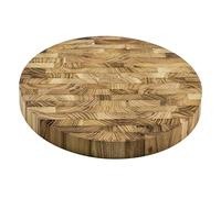 apollo THE HOUSEWARES BRAND Round Teak End Grain Chopping Board, Small 25.5cm, Kitchen Cutting Preparation and Serving, Butchers Chop, Pizza, Charcuterie Board for Fruit and Cheese, Natural Wood