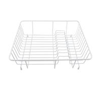 apollo THE HOUSEWARES BRAND White Coated Wire Dish Drainer, Small | Rubber Feet, Drying Rack, Sink Organiser for Plates, Cups, Pots and Cutlery, 32x37x12cm